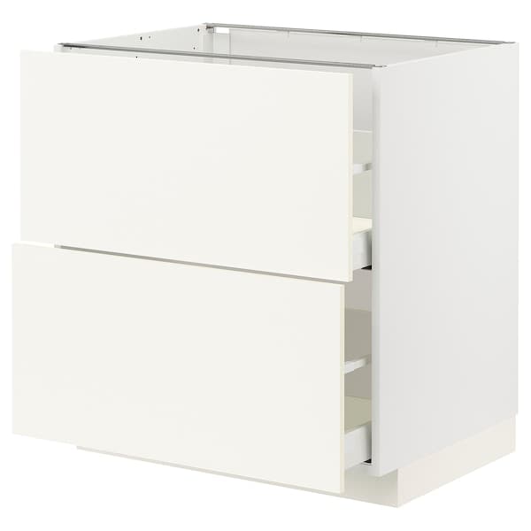 Ikea METOD / MAXIMERA - Base cb 2 fronts/2 high drawers, white/Vallstena white, 80x60 cm