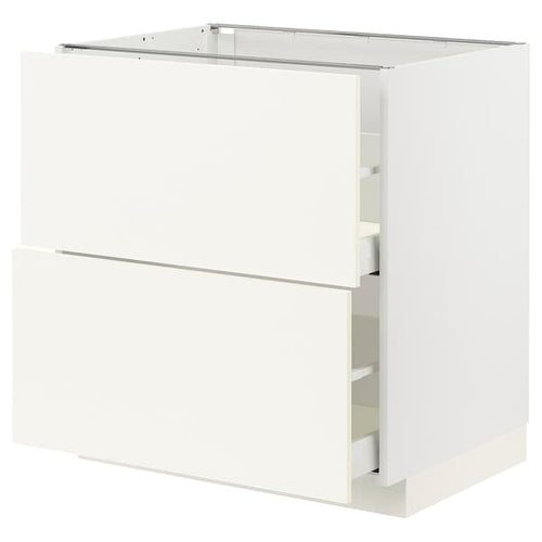 METOD / MAXIMERA - Base cb 2 fronts/2 high drawers, white/Vallstena white, 80x60 cm