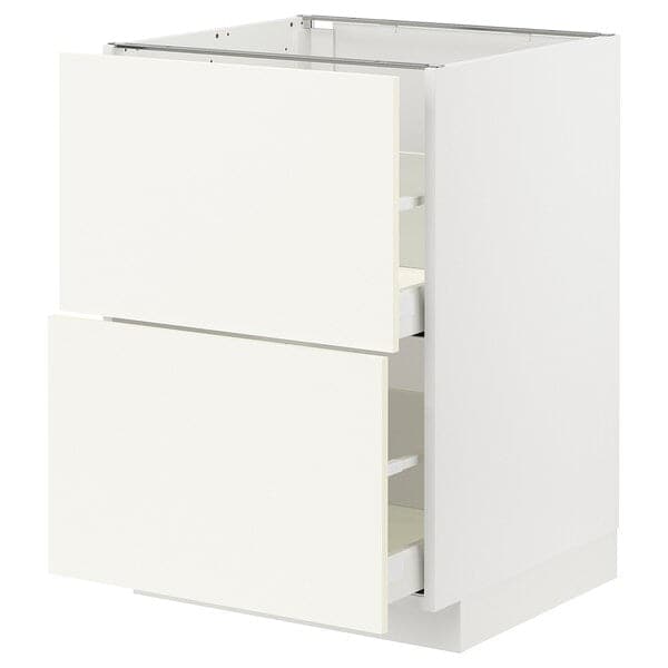 METOD / MAXIMERA - Base cb 2 fronts/2 high drawers, white/Vallstena white, 60x60 cm - best price from Maltashopper.com 39506956