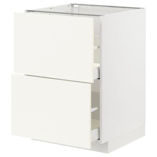 Ikea METOD / MAXIMERA - Base cb 2 fronts/2 high drawers, white/Vallstena white, 60x60 cm