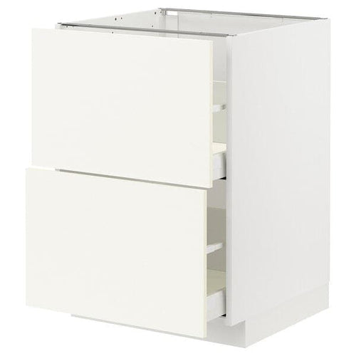 METOD / MAXIMERA - Base cb 2 fronts/2 high drawers, white/Vallstena white, 60x60 cm