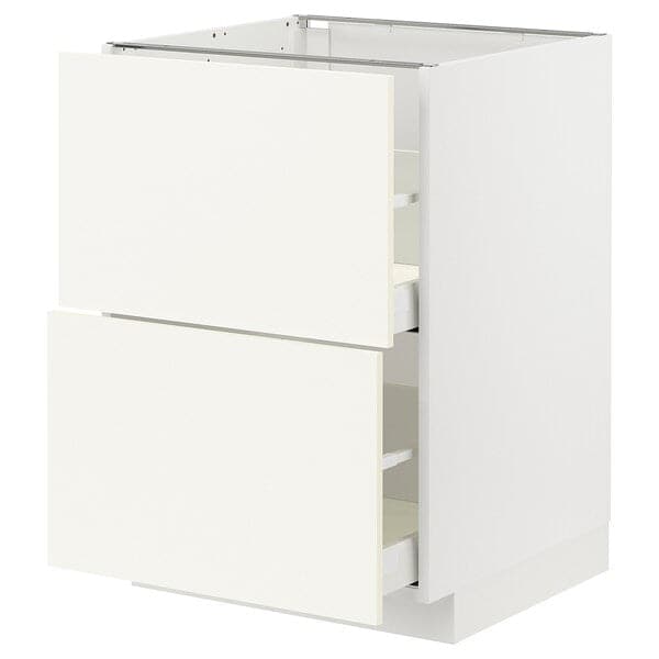 METOD / MAXIMERA - Base cb 2 fronts/2 high drawers, white/Vallstena white, 60x60 cm