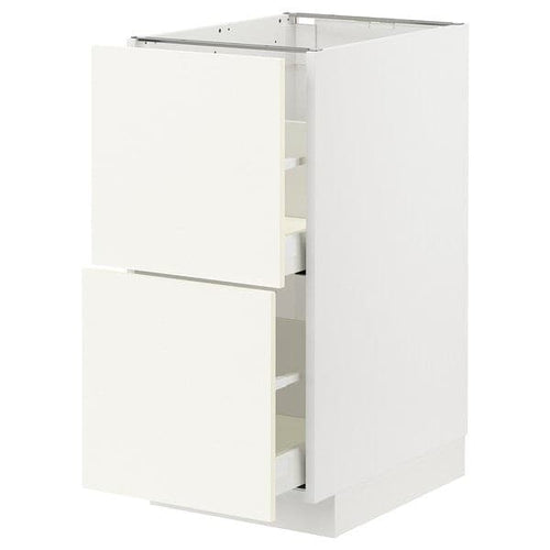METOD / MAXIMERA - Base cb 2 fronts/2 high drawers, white/Vallstena white, 40x60 cm