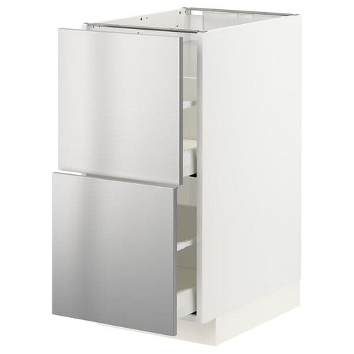 METOD / MAXIMERA base cb 2 fronts/2 high drawers, white/Vårsta stainless steel, 40x60 cm