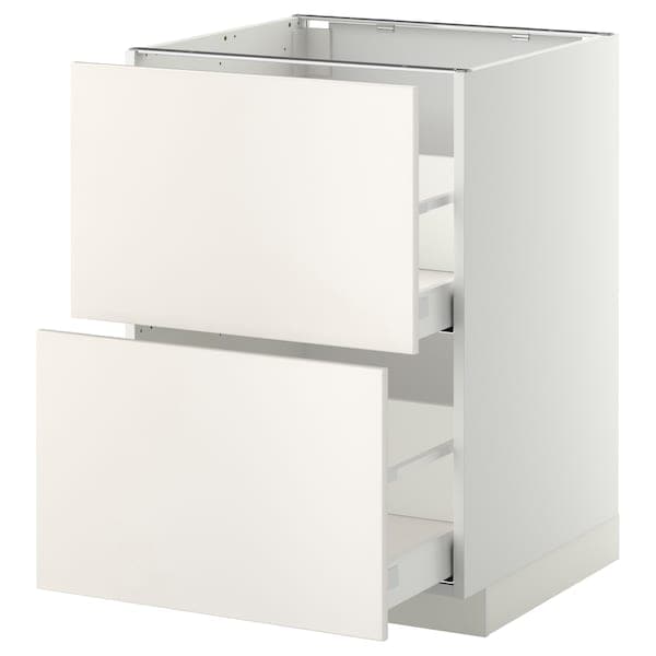METOD / MAXIMERA - Base cb 2 fronts/2 high drawers, white/Veddinge white, 60x60 cm - best price from Maltashopper.com 99104433