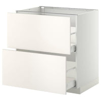 METOD / MAXIMERA - Base cb 2 fronts/2 high drawers, white/Veddinge white, 80x60 cm - best price from Maltashopper.com 59104487