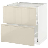 METOD / MAXIMERA - Base cb 2 fronts/2 high drawers, white/Voxtorp high-gloss light beige, 80x60 cm - best price from Maltashopper.com 69168025