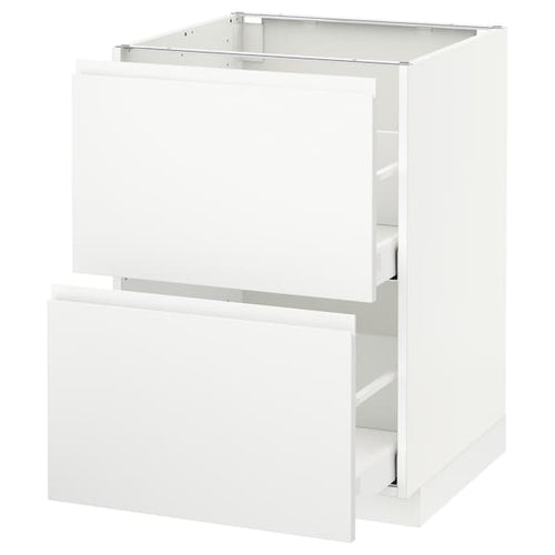 METOD / MAXIMERA - Base cb 2 fronts/2 high drawers, white/Voxtorp matt white, 60x60 cm