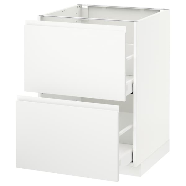 METOD / MAXIMERA - Base cb 2 fronts/2 high drawers, white/Voxtorp matt white, 60x60 cm