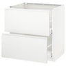 METOD / MAXIMERA base cb 2 fronts/2 high drawers, white/Voxtorp matt white, 80x60 cm