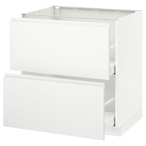 METOD / MAXIMERA - Base cb 2 fronts/2 high drawers, white/Voxtorp matt white, 80x60 cm