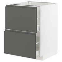 METOD / MAXIMERA base cb 2 fronts/2 high drawers, white/Voxtorp dark grey, 60x60 cm