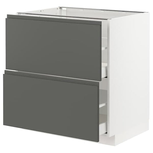 Ikea METOD / MAXIMERA - Base cb 2 fronts/2 high drawers, white/Voxtorp dark grey, 80x60 cm