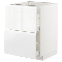 METOD / MAXIMERA - Base cb 2 fronts/2 high drawers, white/Voxtorp high-gloss/white, 60x60 cm - best price from Maltashopper.com 59254047