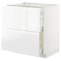 METOD / MAXIMERA - Base cb 2 fronts/2 high drawers, white/Voxtorp high-gloss/white, 80x60 cm - best price from Maltashopper.com 19254049