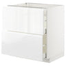 METOD / MAXIMERA base cb 2 fronts/2 high drawers, white/Voxtorp high-gloss/white, 80x60 cm