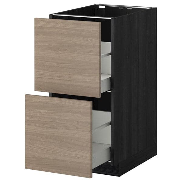 METOD / MAXIMERA Mobile 2 fronts/2 high drawers - black/Brokhult light grey 40x60 cm - Premium Kitchen & Dining Furniture Sets from Ikea - Just €206.99! Shop now at Maltashopper.com
