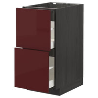 METOD / MAXIMERA - Base cb 2 fronts/2 high drawers, black Kallarp/high-gloss dark red-brown, 40x60 cm - best price from Maltashopper.com 69327755