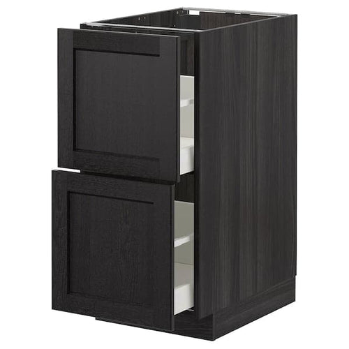 METOD / MAXIMERA - Base cb 2 fronts/2 high drawers, black/Lerhyttan black stained, 40x60 cm