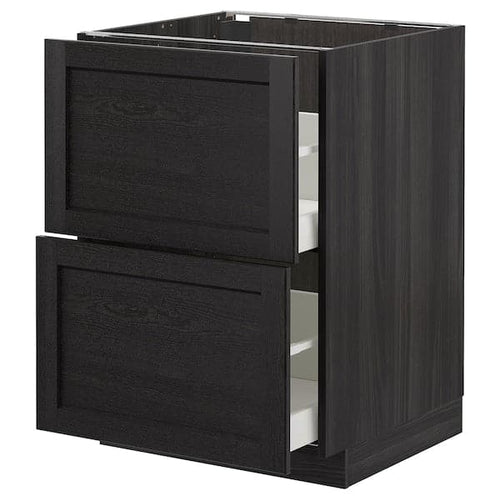 METOD / MAXIMERA - Base cb 2 fronts/2 high drawers, black/Lerhyttan black stained, 60x60 cm