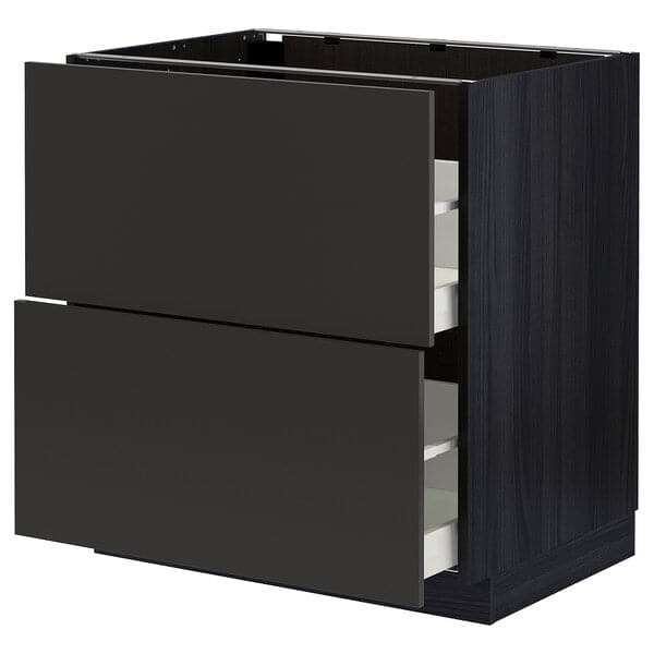 METOD / MAXIMERA - Base cb 2 fronts/2 high drawers, black/Nickebo matt anthracite, 80x60 cm - best price from Maltashopper.com 99498736