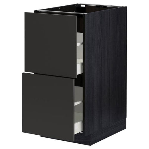 METOD / MAXIMERA - Base cb 2 fronts/2 high drawers, black/Nickebo matt anthracite, 40x60 cm