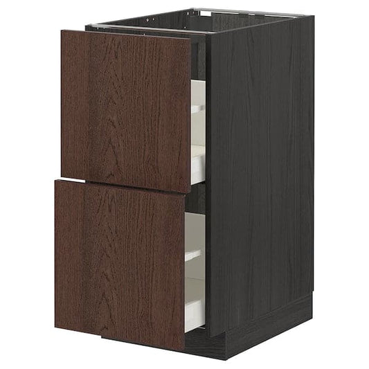 Ikea METOD / MAXIMERA - Base cb 2 fronts/2 high drawers, black/Sinarp brown, 40x60 cm