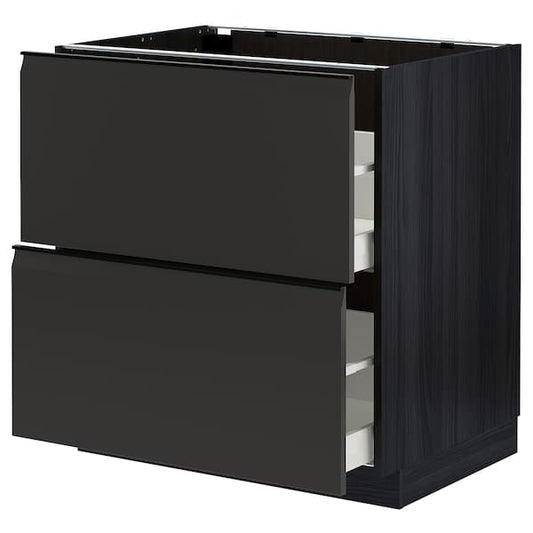 Ikea METOD / MAXIMERA - Base cb 2 fronts/2 high drawers, black/Upplöv matt anthracite, 80x60 cm