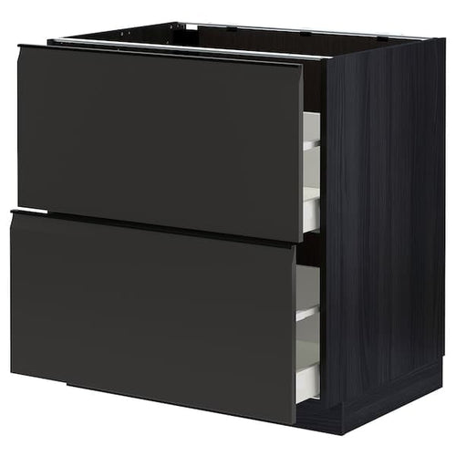 METOD / MAXIMERA - Base cb 2 fronts/2 high drawers, black/Upplöv matt anthracite, 80x60 cm