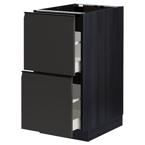 METOD / MAXIMERA - Base cb 2 fronts/2 high drawers, black/Upplöv matt anthracite, 40x60 cm - best price from Maltashopper.com 59495278