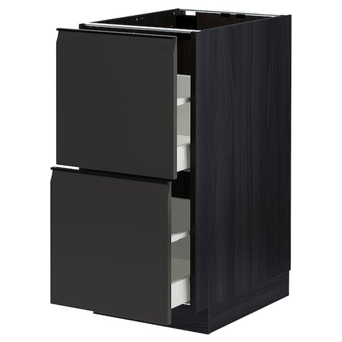 METOD / MAXIMERA - Base cb 2 fronts/2 high drawers, black/Upplöv matt anthracite, 40x60 cm