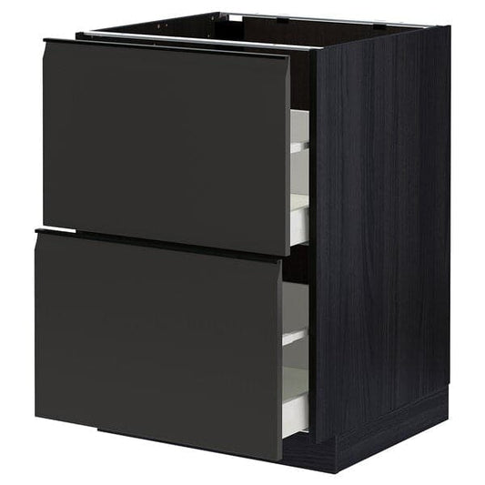 Ikea METOD / MAXIMERA - Base cb 2 fronts/2 high drawers, black/Upplöv matt anthracite, 60x60 cm