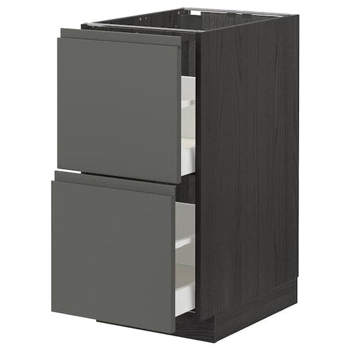 METOD / MAXIMERA - Base cb 2 fronts/2 high drawers, black/Voxtorp dark grey, 40x60 cm