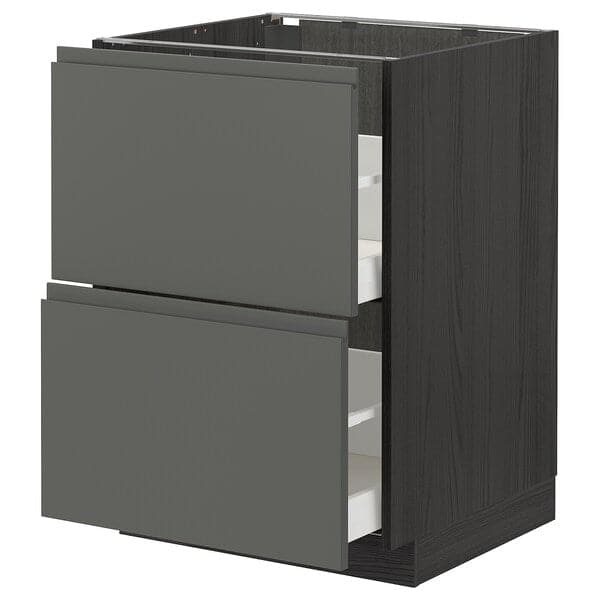 Ikea METOD / MAXIMERA - Base cb 2 fronts/2 high drawers, black/Voxtorp dark grey, 60x60 cm