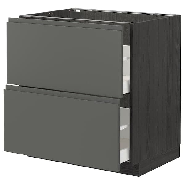 Ikea METOD / MAXIMERA - Base cb 2 fronts/2 high drawers, black/Voxtorp dark grey, 80x60 cm