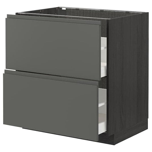 Ikea METOD / MAXIMERA - Base cb 2 fronts/2 high drawers, black/Voxtorp dark grey, 80x60 cm