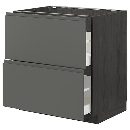METOD / MAXIMERA - Base cb 2 fronts/2 high drawers, black/Voxtorp dark grey, 80x60 cm