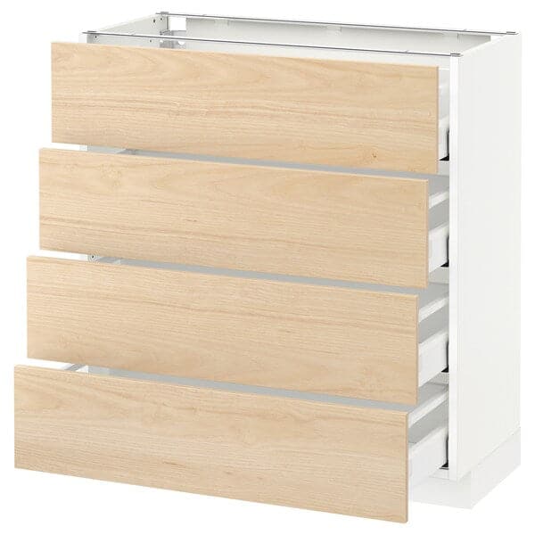 Ikea METOD / MAXIMERA - Base cab 4 frnts/4 drawers, white/Askersund light ash effect, 80x37 cm