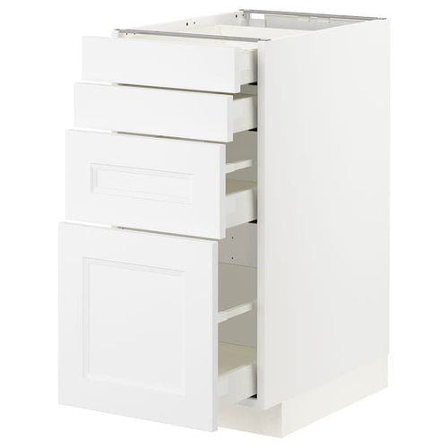 METOD / MAXIMERA - Base cab 4 frnts/4 drawers, white/Axstad matt white, 40x60 cm