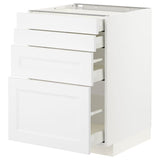 METOD / MAXIMERA base cab 4 frnts/4 drawers, white/Axstad matt white, 60x60 cm