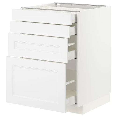 METOD / MAXIMERA - Base cab 4 frnts/4 drawers, white/Axstad matt white, 60x60 cm