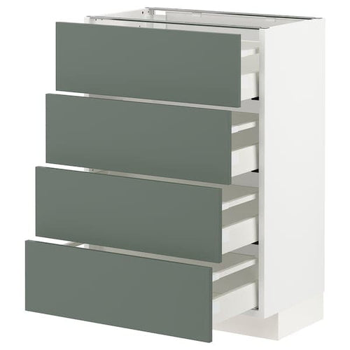 METOD / MAXIMERA - Base cab 4 frnts/4 drawers, white/Bodarp grey-green, 60x37 cm