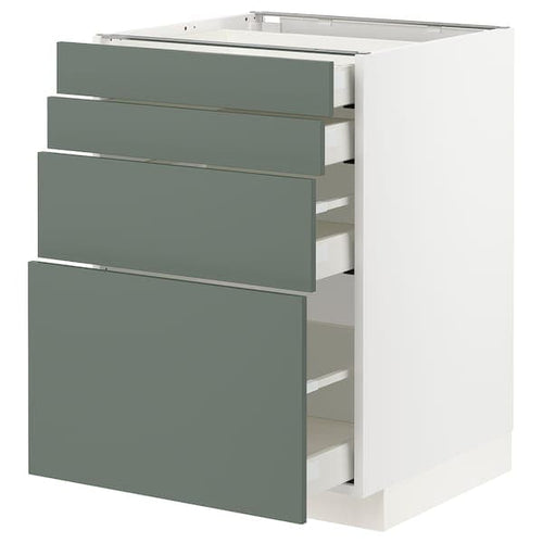 METOD / MAXIMERA - Base cab 4 frnts/4 drawers, white/Bodarp grey-green, 60x60 cm