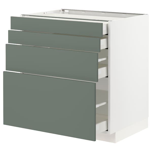 METOD / MAXIMERA - Base cab 4 frnts/4 drawers, white/Bodarp grey-green, 80x60 cm