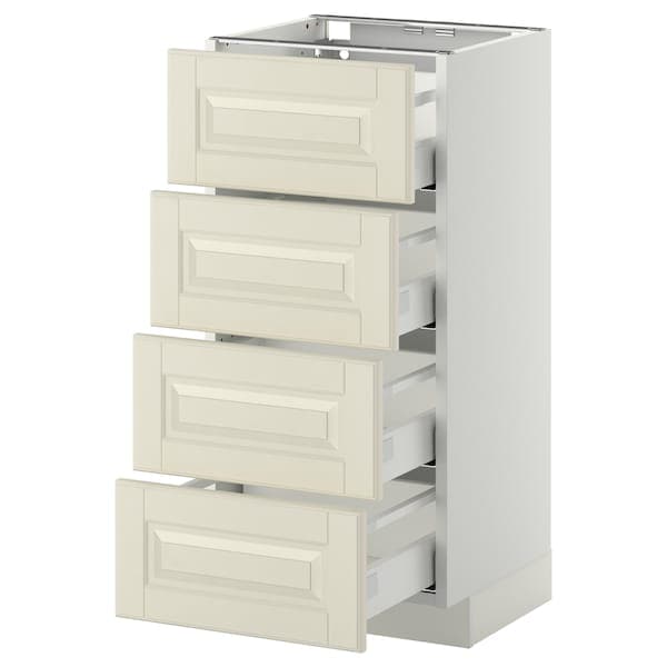 METOD / MAXIMERA - Base cab 4 frnts/4 drawers, white/Bodbyn off-white, 40x37 cm