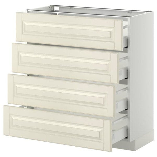 METOD / MAXIMERA base cab 4 frnts/4 drawers, white/Bodbyn off-white, 80x37 cm