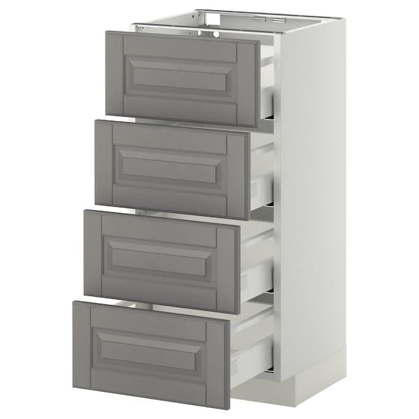 METOD / MAXIMERA - Base cab 4 frnts/4 drawers, white/Bodbyn grey, 40x37 cm