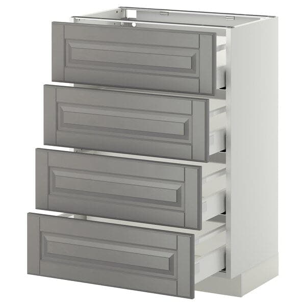 Ikea METOD / MAXIMERA - Base cab 4 frnts/4 drawers, white/Bodbyn grey, 60x37 cm