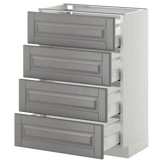 Ikea METOD / MAXIMERA - Base cab 4 frnts/4 drawers, white/Bodbyn grey, 60x37 cm