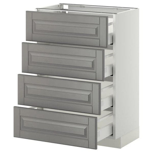 METOD / MAXIMERA - METOD / MAXIMERA Base cab 4 frnts/4 drawers, white/Bodbyn grey, 60x37 cm